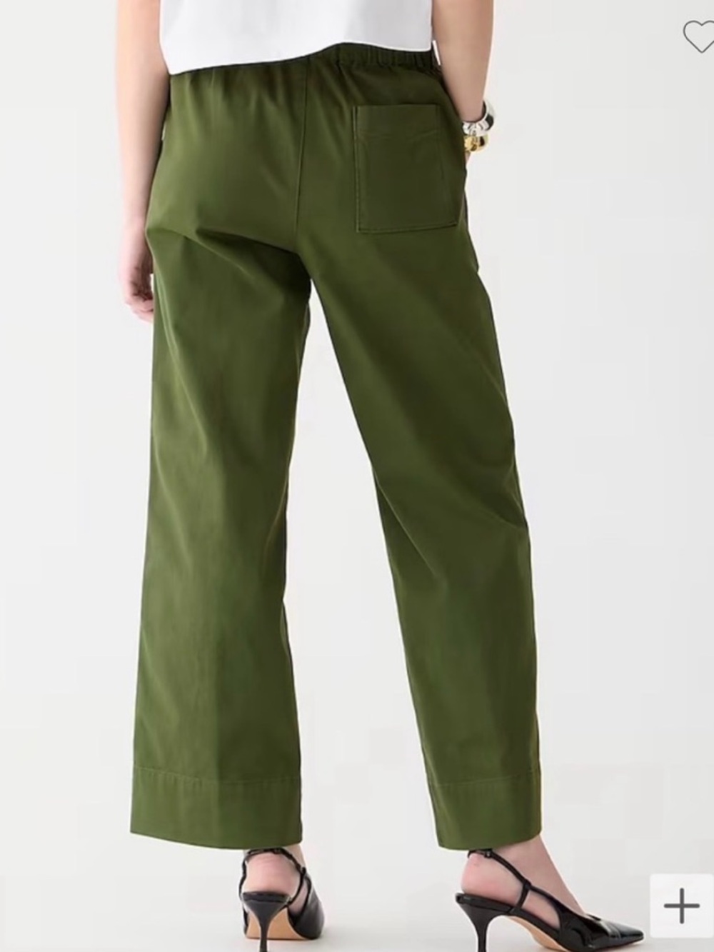 J.Crew Astrid Pants Large Olive Green | Wide Leg Elastic Waist